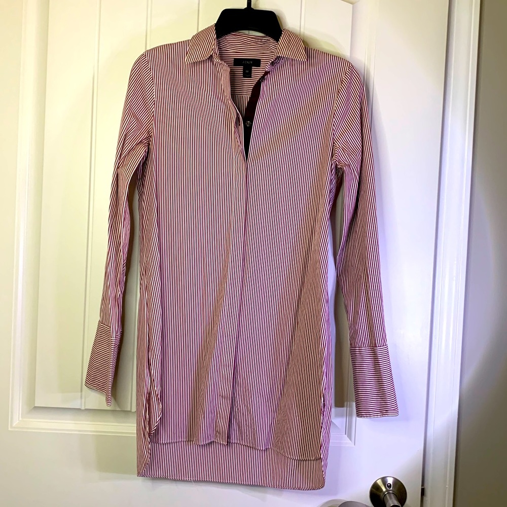J. Crew Burgundy Striped Tunic Blouse Size 00